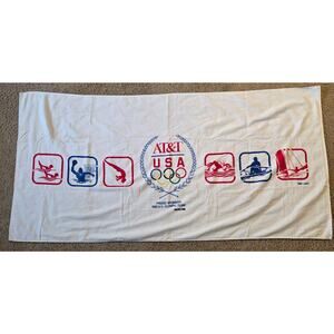 AT&T USA 1992 Olympic Games Vintage Bath Towel Hilascal Cotton